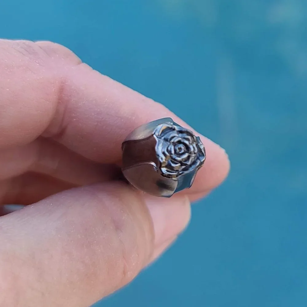 BRIONI Sterling Silver 925 Lapel Tie Stick Suit Pin Gunmetal Rose Bud Minimalist - Picture 11 of 16